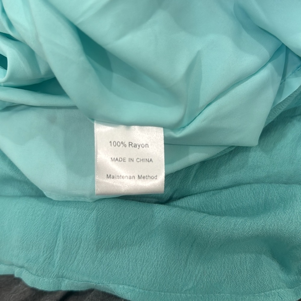 Light Turqouise Blue Strapless Maxi Dress with Smocked Bodice and Full Skirt - Picture 10 of 10